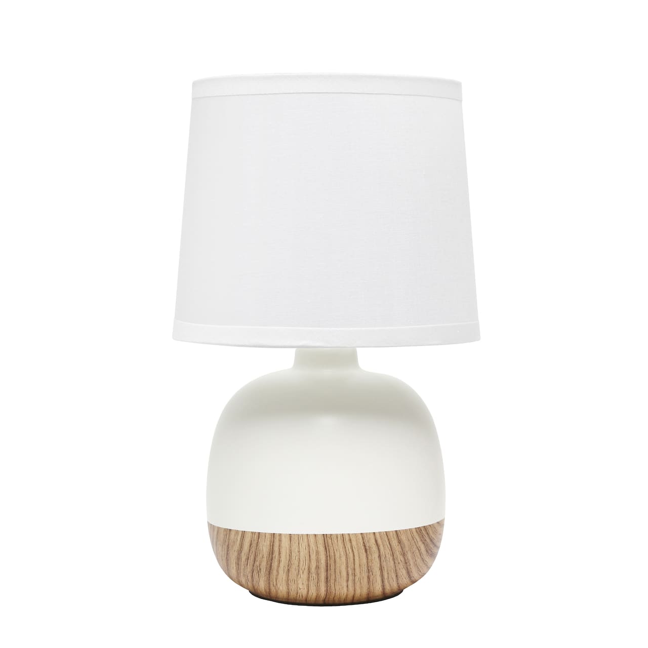 Simple Designs 12&#x22; Petite Mid Century Light Woodgrain Base Table Lamp